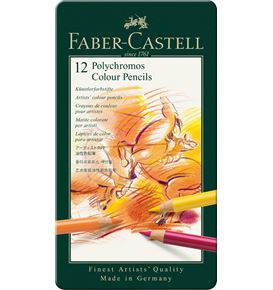 Faber-Castell - Μεταλλική κασετίνα με ξυλομπογιές Polychromos σε 12 χρώματα