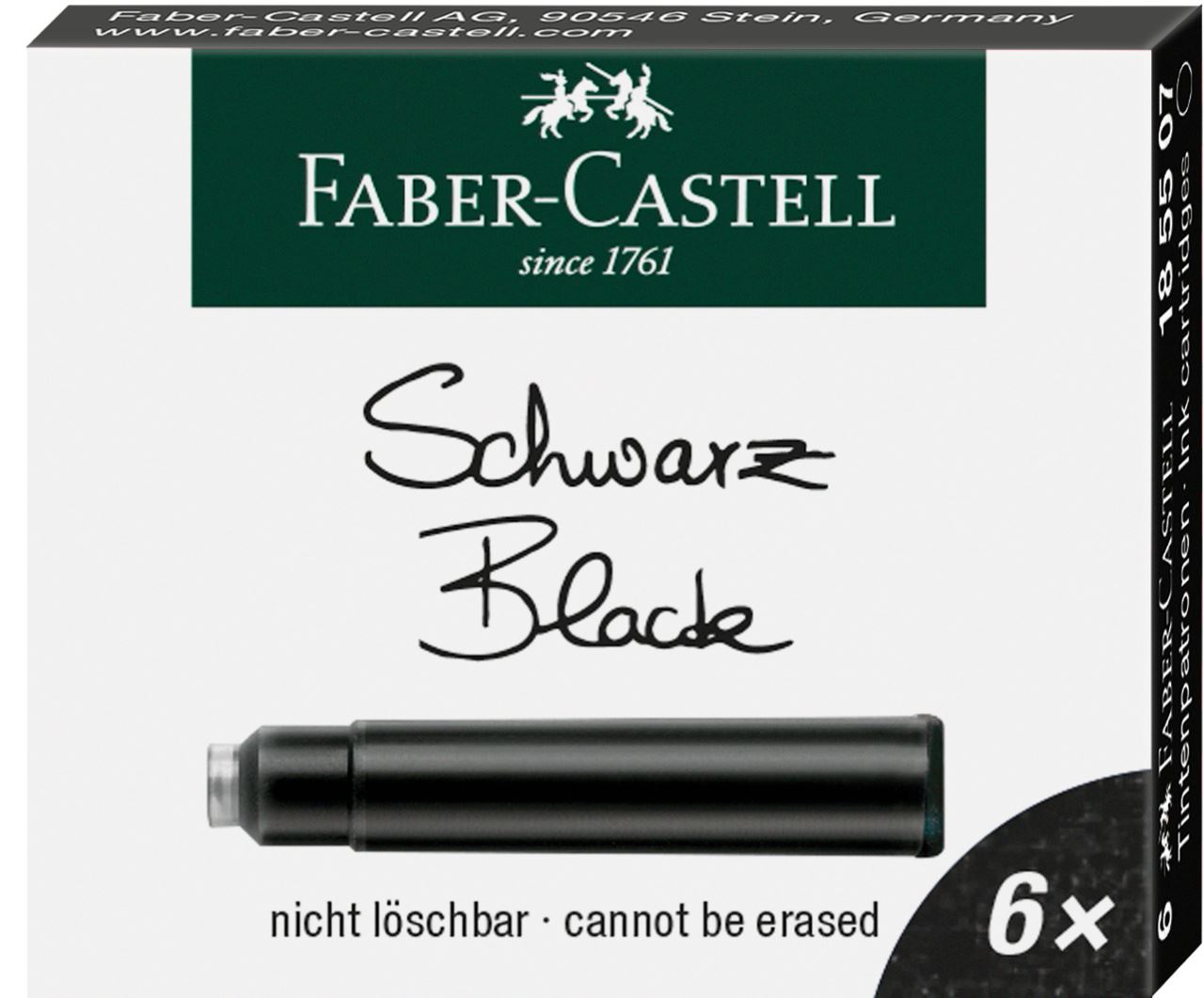 Faber-Castell - 6 ανταλλακτικές αμπούλες πένας, μαύρο