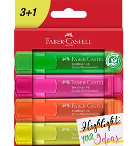 Faber-Castell - Textliner 46 Superfluorescent, cardboard wallet of 4